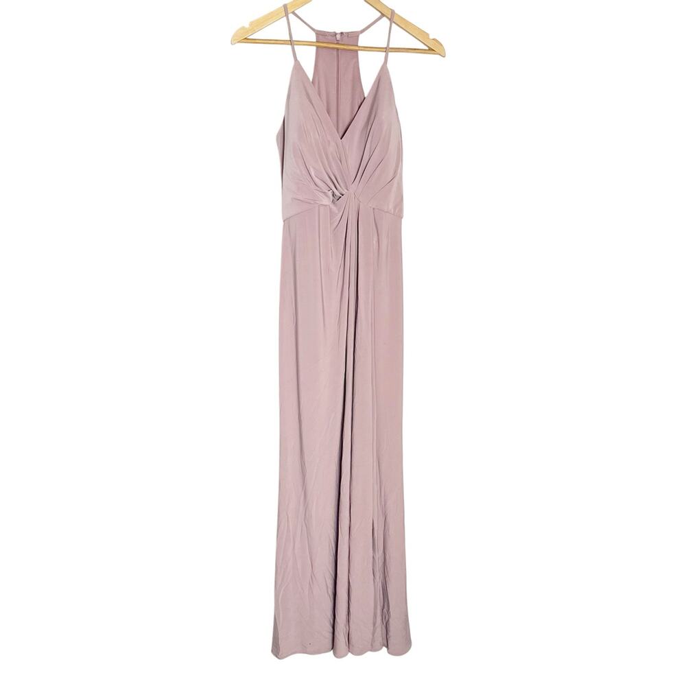 DB Studio Blush Mauve Pink Empire Sleeveless V-Neck Bridesmaid Maxi Dress Size 6